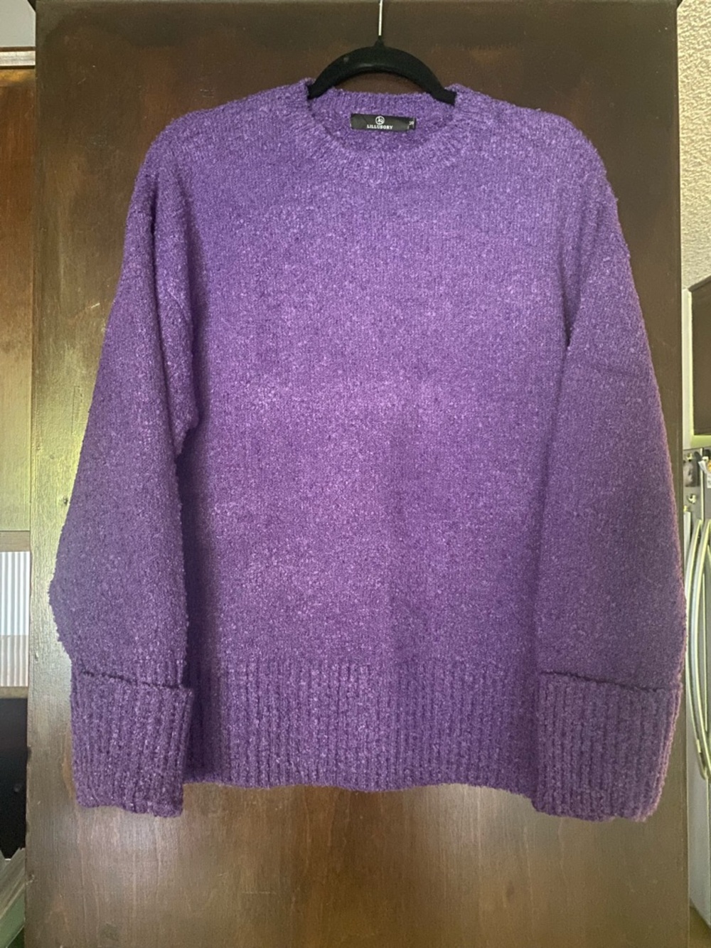 Cozy Purple Bouclé Crewneck Sweater